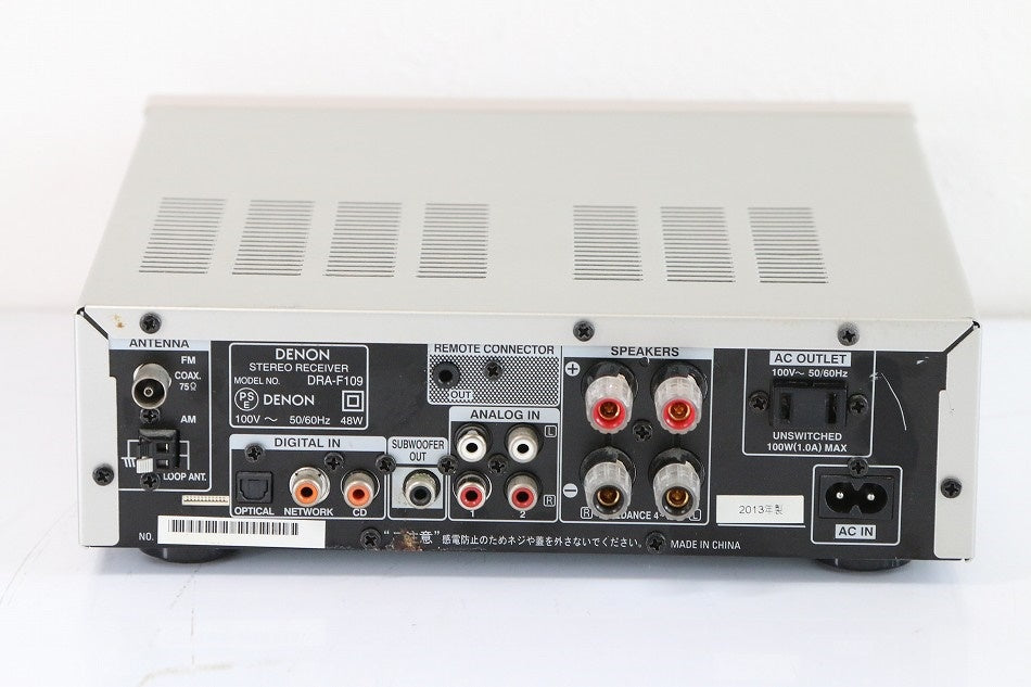 DENON プリメインアンプ AM/FMチューナー付 Fシリーズ プレミアムシルバー DRA-F109-SP 【中古品】