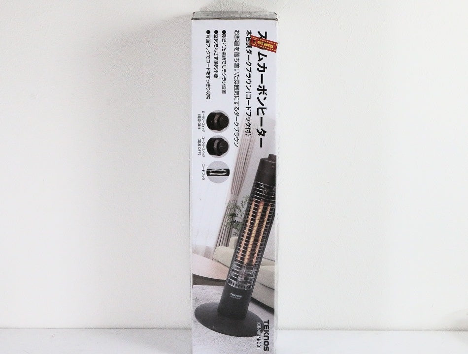 TEKNOS カーボンヒータースリム (コードフック付) 300W 木目調 ダークブラウン CH-313M-DB 【中古美品】
