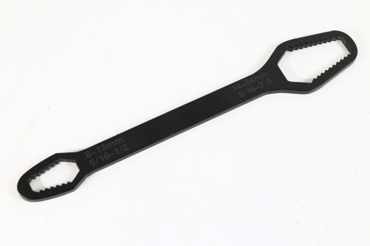 レンチ 両面二頭設計 可変口径 便利工具 8mm-24mmナットに対応 自動車 バイク整備 便利ツール ブラック　【新品】