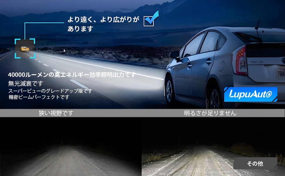 D1S D1R LEDヘッドライト 爆光40000LM 車検対応 キャンセラー内蔵 ポン付け 両面発光 HID交換用 12V/24V 2個　【新品】