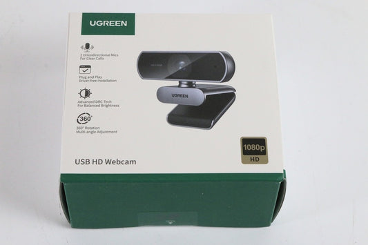 UGREEN ウェブカメラ USB Webカメラ フルHD 1080P 200万画素 マイク内蔵 自動光補正 85°超広視野角 PC カメラ クリップ/スタンド式 Windows 7/8/8.1/10/11 Mac OS Zoom/Teams/Skype/ライブ配信用 在宅勤務・授業・会議用　【中古未開封品】