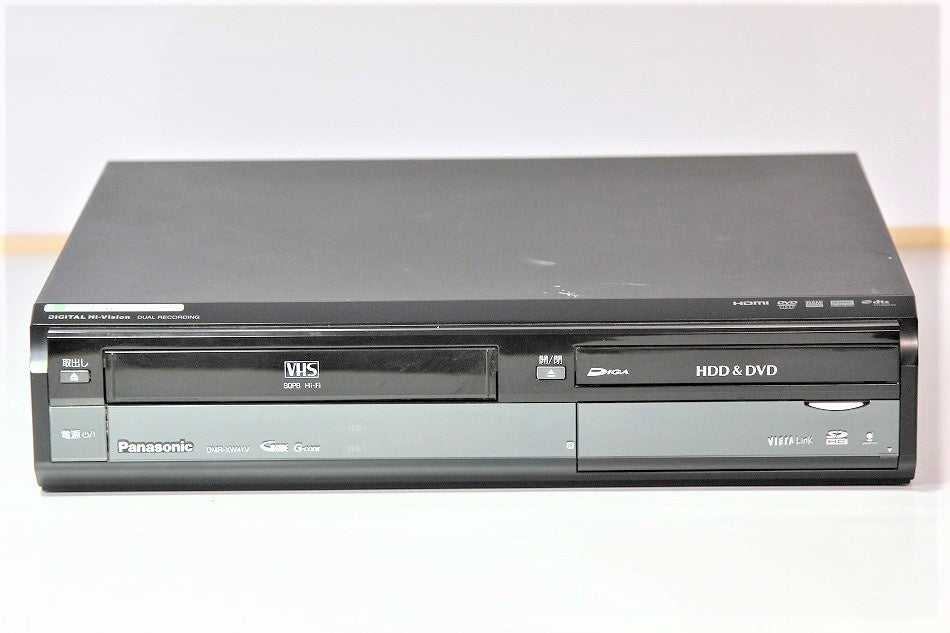 パナソニック 500GB 2チューナー DVDレコーダー VHSビデオ一体型 DIGA DMR-XW41V-K　【中古品】