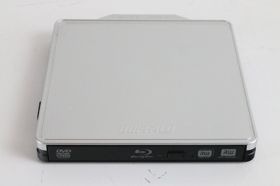 BUFFALO BDXL対応 USB2.0用ポータブルBlu-rayドライブ Wケーブル収納タイプ シルバー BRXL-PC6VU2-SVC　【中古品】