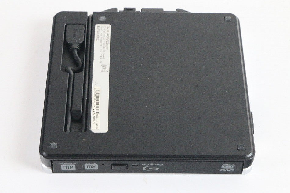BUFFALO BDXL対応 USB2.0用ポータブルBlu-rayドライブ Wケーブル収納タイプ シルバー BRXL-PC6VU2-SVC　【中古品】